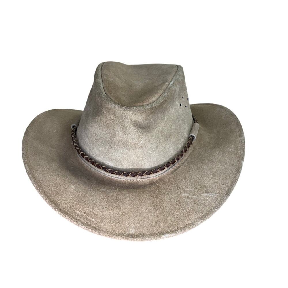 Kakadu Traders Austrialan Leather Hat Size Small Neutral Suede